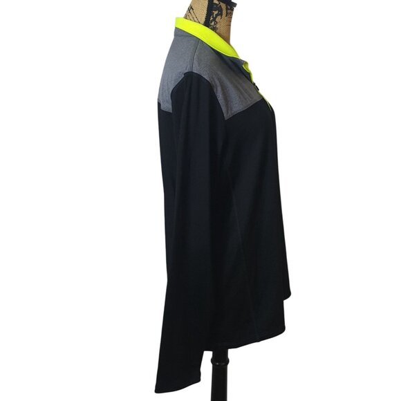 American Eagle Womens M 1/4 Zip Pullover Black & Gray Neon Accents NEW - Picture 2 of 8